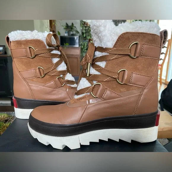 Women's Joan of Arctic Brown and white Winter Waterproof Boots - Picture 4 of 16